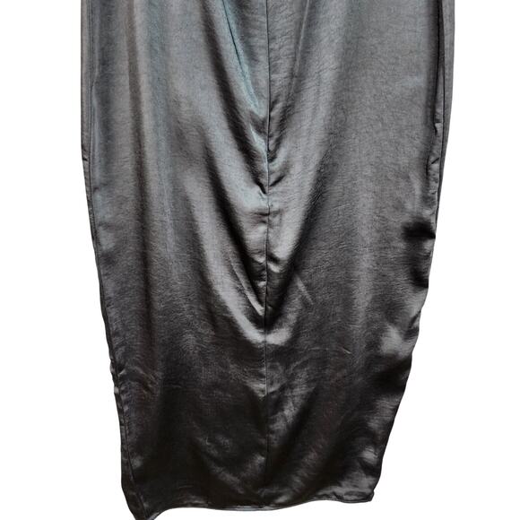 NWT Wild Fable Slip Dress XS Long Black Shiny Satin Sleeveless Sexy Form Fitting - Picture 7 of 10